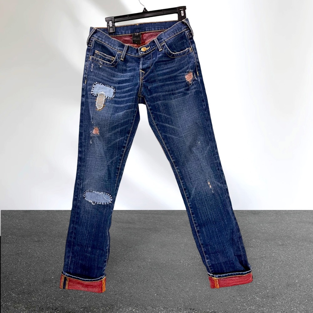 WOMENS TRUE RELIGION jeans SIZE 25 RORI RELAXED STRAIGHT Factory Distressed